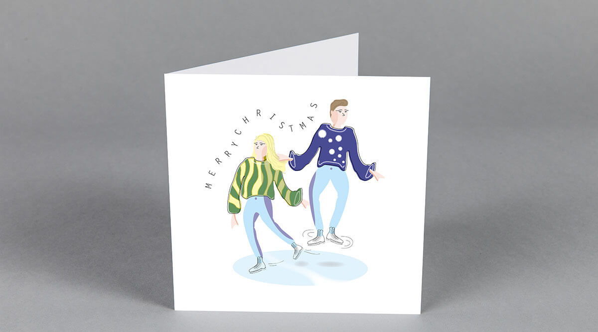 Merry Christmas festive skating card